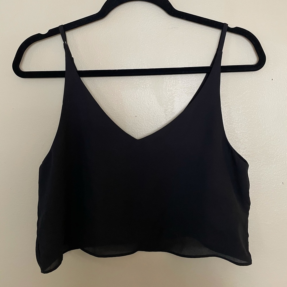 TOPSHOP Flowy Black Crop Top 38EU